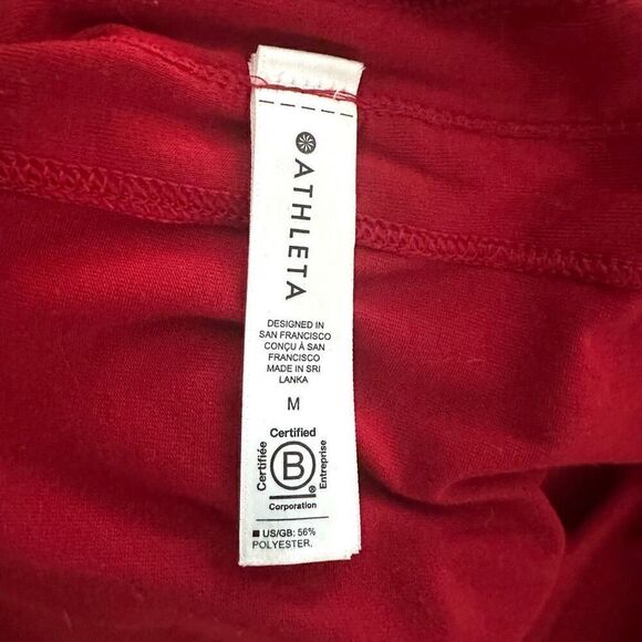 Athleta Round Neck Quarter Sleeve Tunic or Short Mini Dress Red Medium - Picture 4 of 4